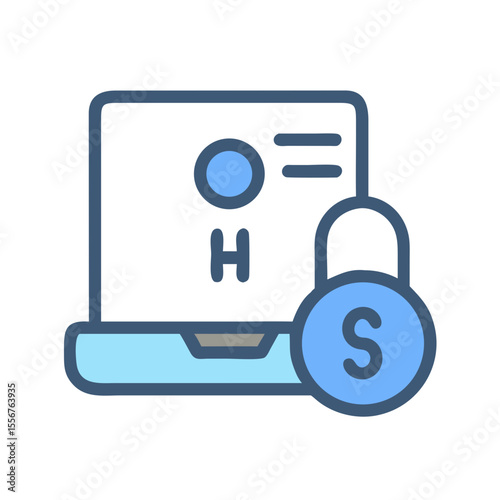 Secured computer system with padlock icon for online safety