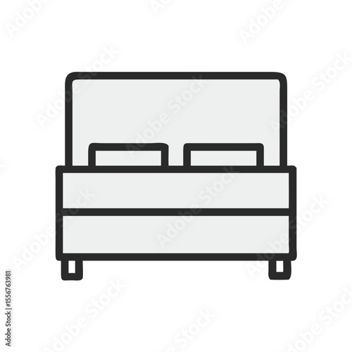Modern light gray double bed icon on White Background