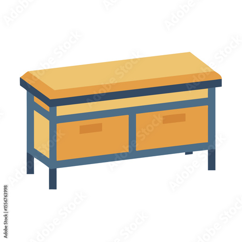 Flat isometric dresser illustration against White Background studio shot