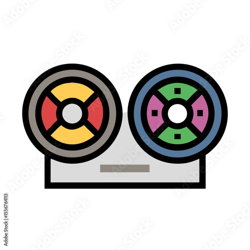 Retro audio tape recorder flat vector graphic illustration
