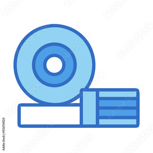 Flat vector illustration of tape measure, blue color