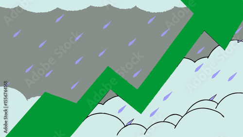 uptrending stock market graph with a green arrow symbolizing finance and economic growth and business success