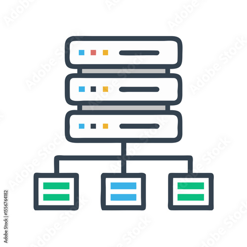 Data server network infrastructure diagram modern flat design style