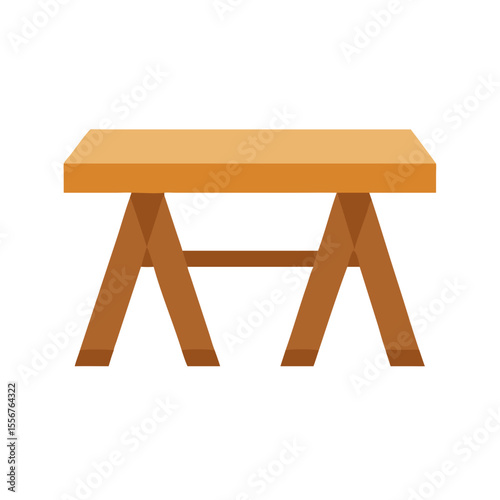 Sawhorse table flat illustration on White Background center shot