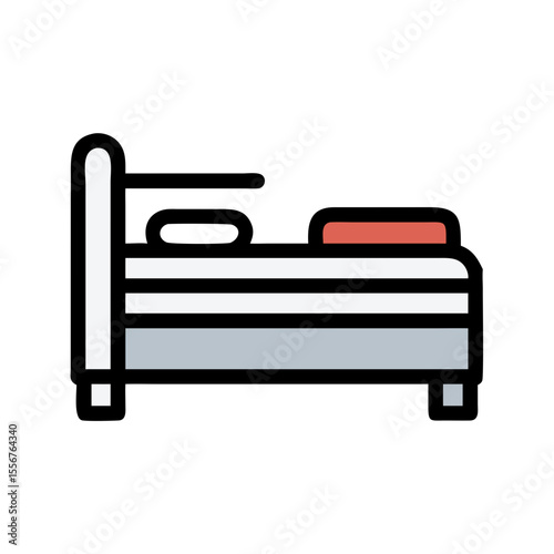 Flat design vector illustration of simple bed on White