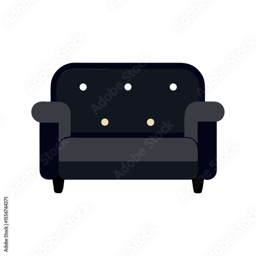 Minimalist dark grey sofa on White Background illustration