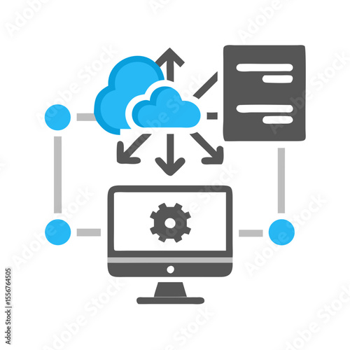 Cloud computing network with data server and desktop display