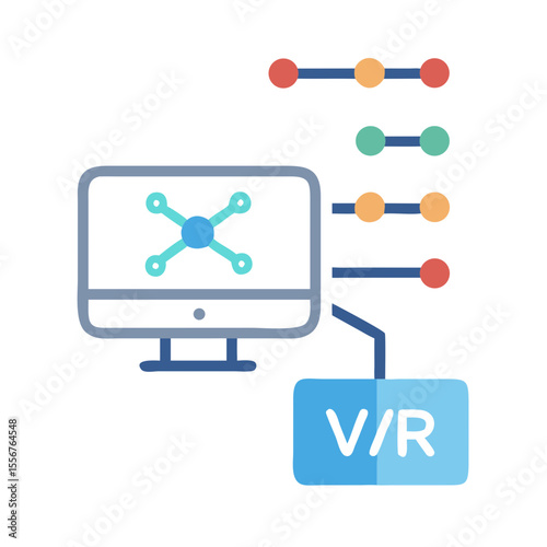 Virtual reality data network connection concept illustration design