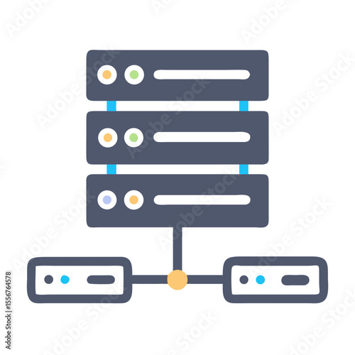 Stylized server rack icon illustration for data and networks