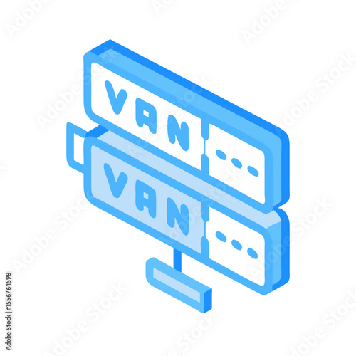 VAN isometric illustration represents virtual area network data storage