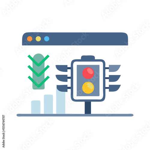 Traffic signal with graph showing website performance optimization