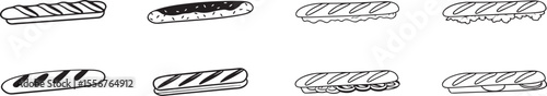 Bread and Sandwich Icons Vector.