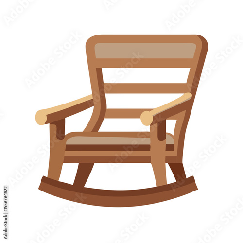 Simple rocking chair illustration against a solid White Background
