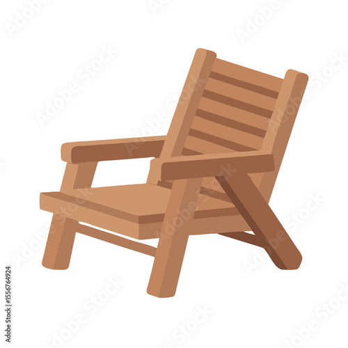 Isolated wooden chair illustration against a stark White Background