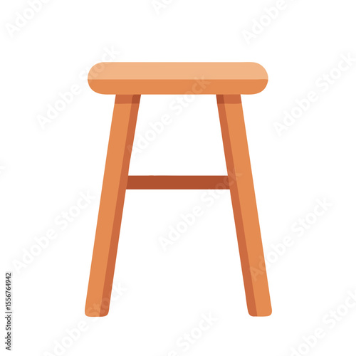 Minimalist wooden stool illustration against a White Background