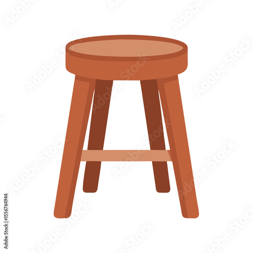 Illustration of simple wooden stool with White Background design