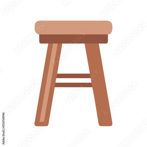 Minimalist wooden stool design on a White Background, isolated