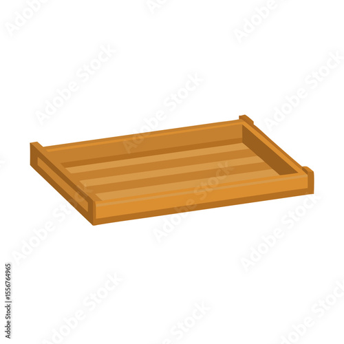 Isometric wooden tray with White Background for commercial use