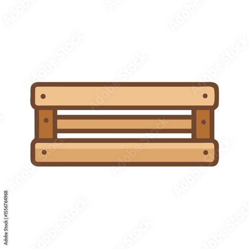 Isolated wooden crate illustration on White Background with brown outline