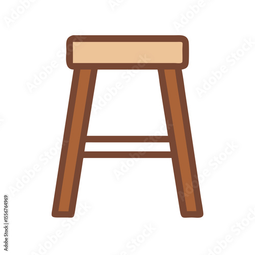 Minimalist stool vector illustration on simple White Background