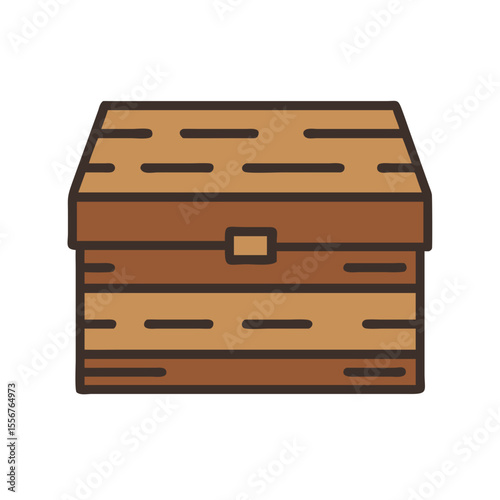 Cartoon wooden chest box vector icon illustration design