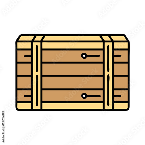 Illustration of a closed wooden crate with locking mechanisms