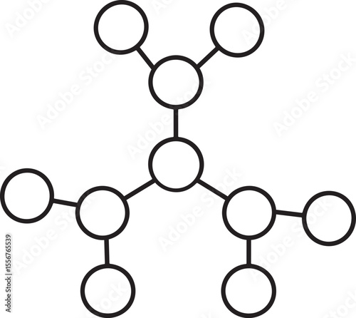 Abstract Network Connection Simple Black and White Molecular Structure Graphic, Hub Spoke Connection Design. 