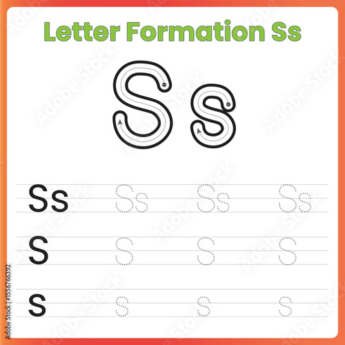 Letter Formation Worksheet for Kids - Uppercase and Lowercase S Practice Sheet	