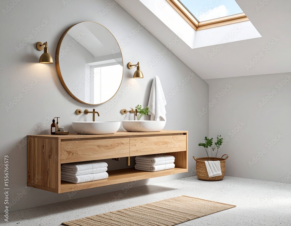 Modern Neutral Spa Bathroom with Natural Light and Terrazzo Flooring Modern Neutral Spa Bathroom with Natural Light and Terrazzo Flooring