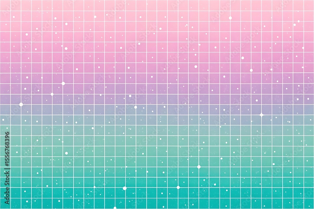 Pastel Gridded Gradient Background: Dreamy Teal and Pink Space Design with White Dots. Pastel Gridded Gradient Background: Dreamy Teal and Pink Space Design with White Dots.