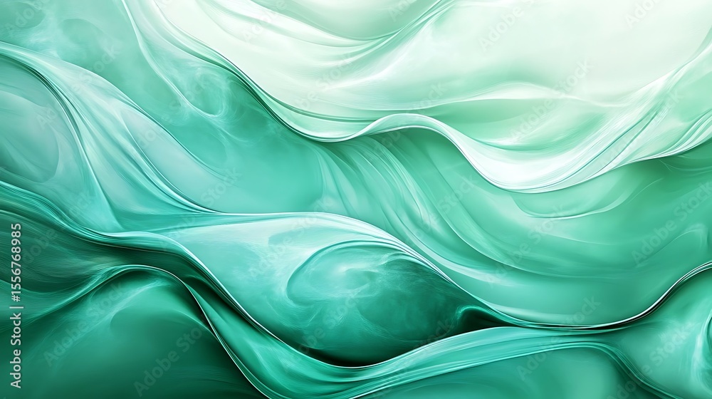 Obraz premium Abstract Green Fluid Wave Texture.