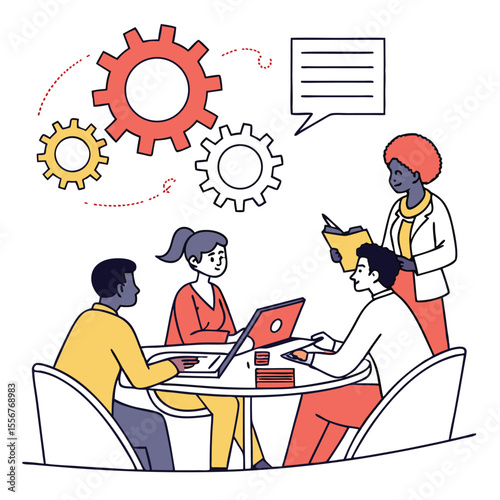 Team collaboration vector flat illustration