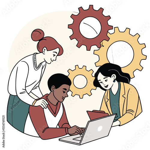 Team collaboration vector flat illustration