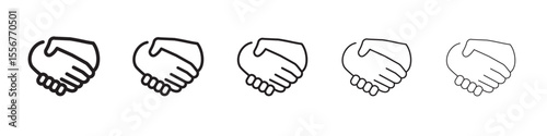 Business agreement handshake icon thin flat outline style vector sign