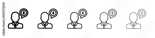 Business Investments growth Icon thin flat outline style vector sign