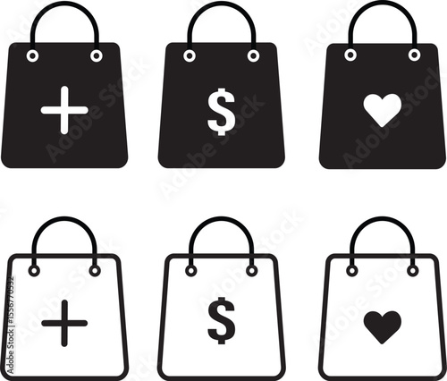 Shopping bag vector icon.Shop bag in outline,paper bags sign,symbolizing retail, purchases,Collection of high quality bag symbol illustration,