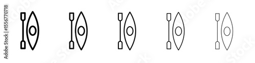 canoe icon thin flat outline style vector sign