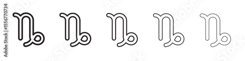 Capricorn zodiac sign icon thin flat outline style vector sign