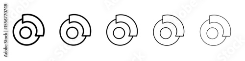 Car brake disk with caliper icon thin flat outline style vector sign