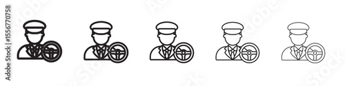car driver icon thin flat outline style vector sign