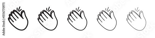 Clapping hand icon thin flat outline style vector sign