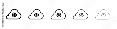 Cloud Data settings icon thin flat outline style vector sign