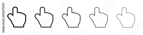 Computer hand cursor click icon thin flat outline style vector sign