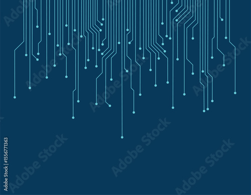 circuit board electronic or electrical line with glow light on blue engineering technology concept vector illustration.