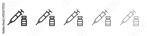 Covid 19 vaccine icon thin flat outline style vector sign
