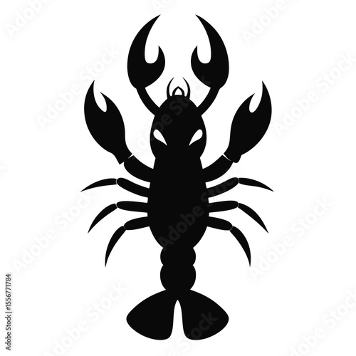 Lobster Icon Vector in Black Silhouette Style for Seafood, Marine Life, Ocean Animal and Culinary Design Concepts