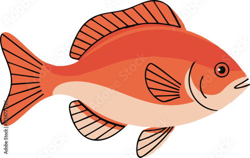 Orange Cartoon Fish Vector Illustration