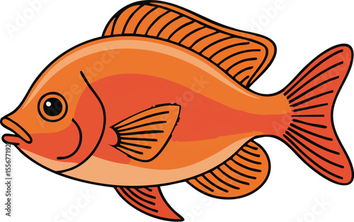 Orange Cartoon Fish Vector Illustration