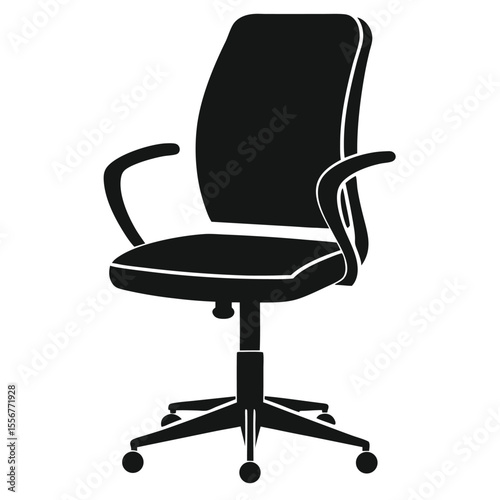 Office Chair Icon Vector in Black Silhouette Style for Workstation, Furniture, Business and Corporate Themes