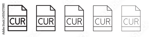 CUR File Document Icon thin flat outline style vector sign